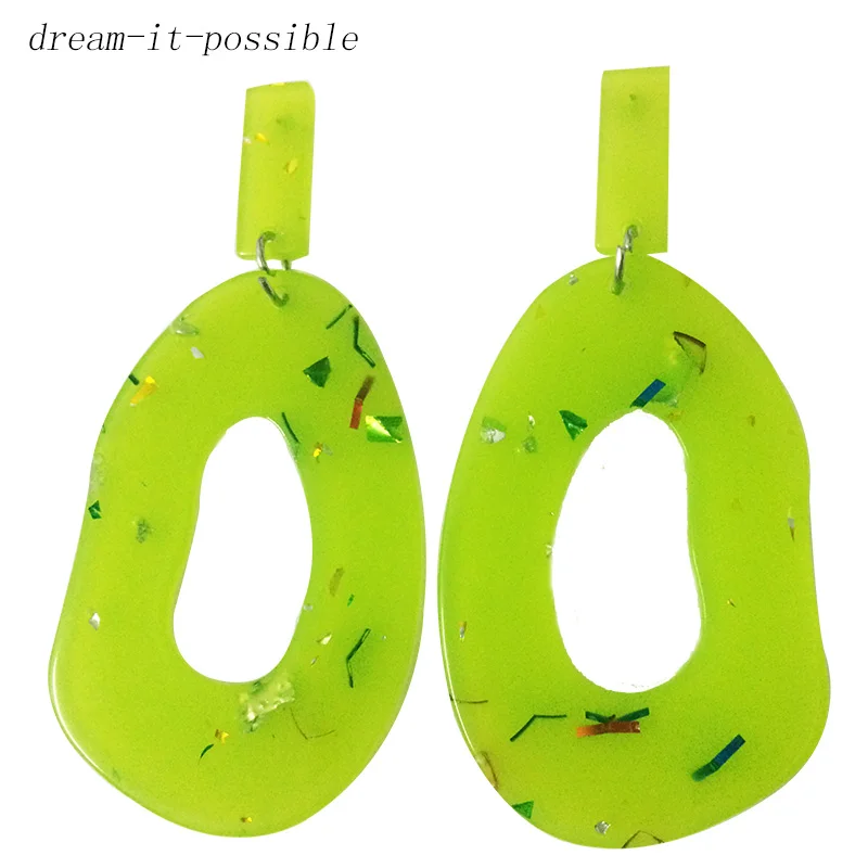 

Dream-it-possible trendy wodden bohemian boho green korean statement geometric acrylic big earrings 2018 drop earring jewelry