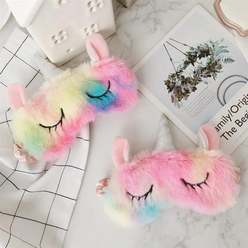 

1pc New Unicorn Eye Mask Cartoon Sleeping Mask Plush Eye Shade Cover Eyeshade Suitable For Travel Home Party Gifts