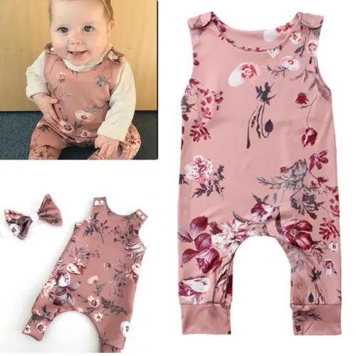 PUDCOCO Newborn Toddler Baby Girl Floral Romper Jumpsuit Clothes Outfits