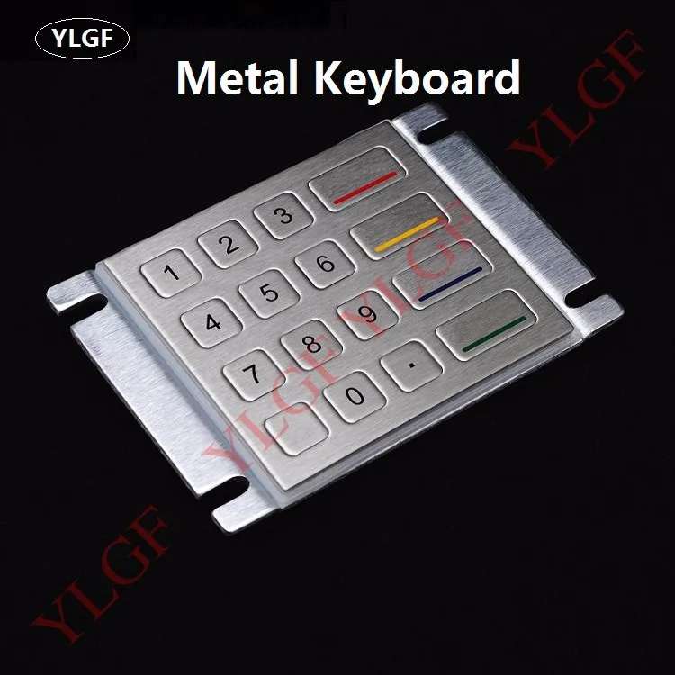 Металлическая клавиатура, 8-контактный интерфейс YLGF HS91-S16-PIN 16 Ключ Водонепроницаемый(IP65), пыль, антивандальный встроенный клавиатура