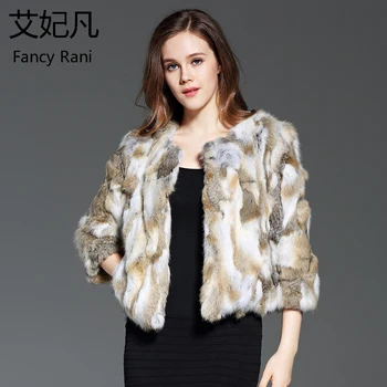 

Winter New Women Rex Rabbit Fur Coat Female O-Neck Coats Real Rabbit Fur Fashion Coat Genuine Fur Overcoat Shot Style Jackets