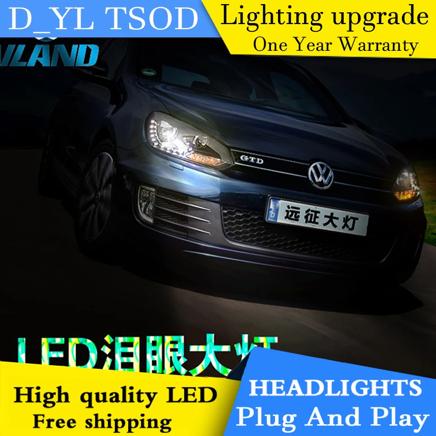 Авто. PRO 2009 2012 для vw golf MK6 фары автомобиля Стайлинг 6 DRL LED tear eyes bi xenon объектив