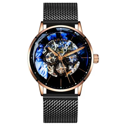 Швейцарские автоматические часы для мужчин, AILANG, механические мужские часы со скелетом, полностью стальные, сапфировые, Relogio Masculino, водонепроницаемые, синие - Цвет: 6