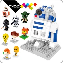 LNO Star Wars Stormtrooper BB8 R2D2 yoda Darth Vader película de plástico bloques de construcción de ladrillo DIY modelo de figuras de acción juguete educativo