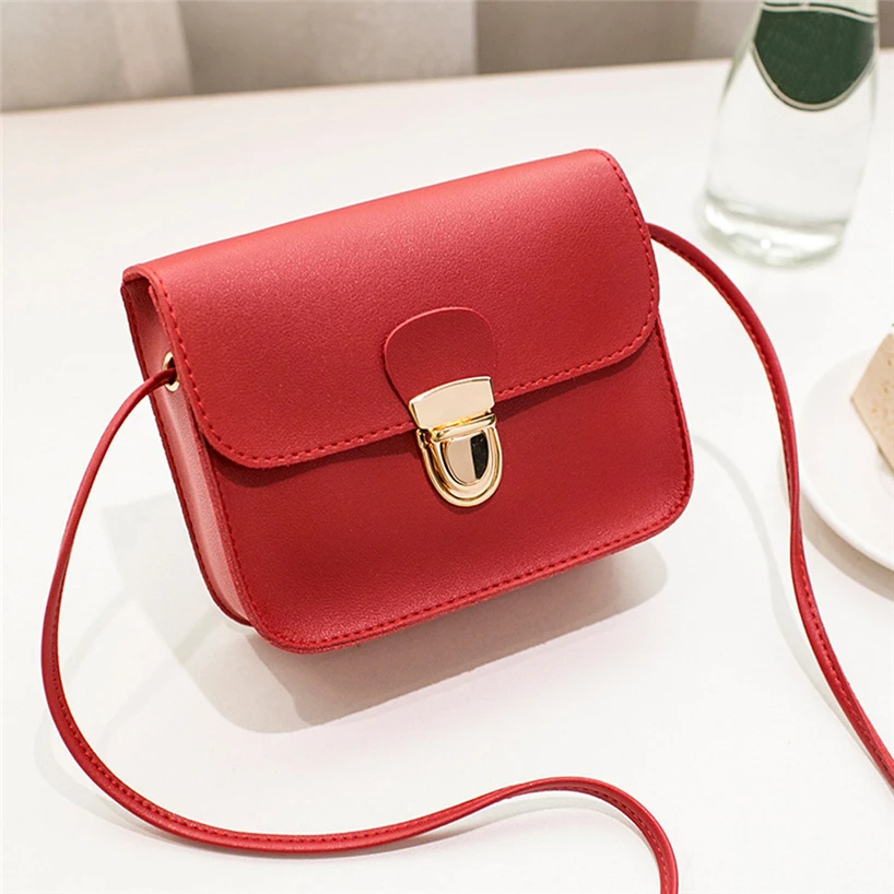 Aelicy Women PU Leather Solid Cover Lock Shoulder Bag Messenger Bag Purse Crossbody Bag Ladies Bag High Quality