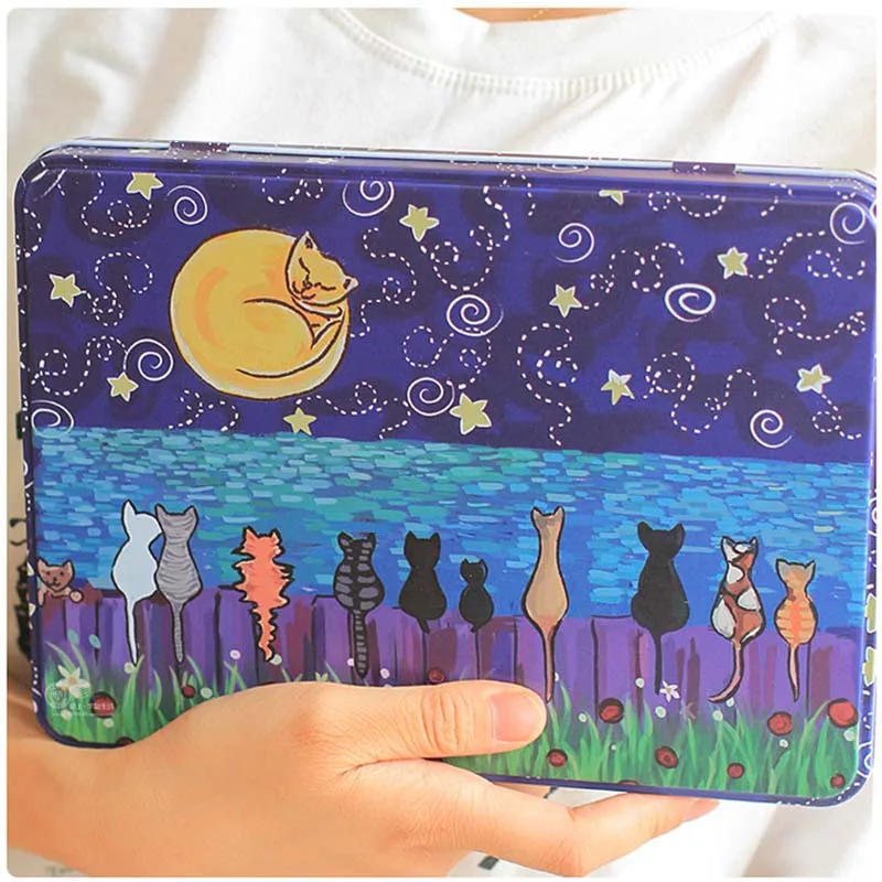  A5 Rectangle Blank Metal Box Multifunction Storage Organizer Large Capacity Cartoon Cosmetic Tin Bo