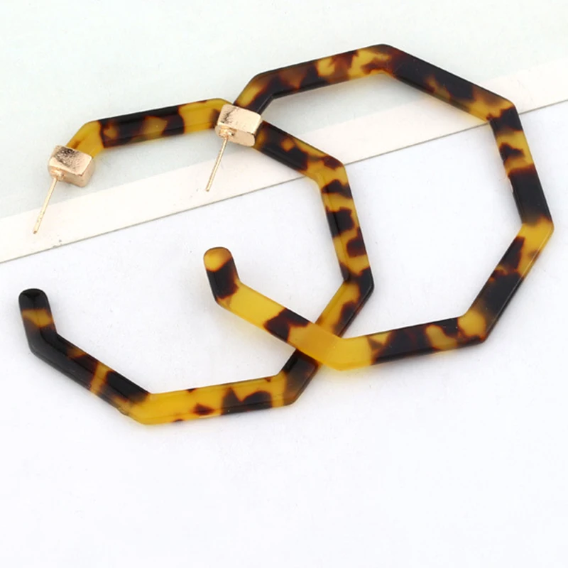 

2019 Hot Sale Acrylic Resin Leopard Dangle Earring For Women Fashion Tortoiseshell Geometry Acetate Party Jewelry Brincos