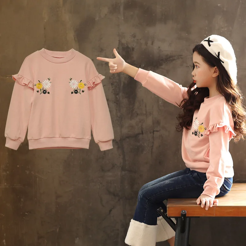2018 New Autumn Children Sweatshirt Girl Knitted Shirts Long Sleeve Kid Tee Tops Baby Tops Basic Toddler Cotton Sweatshirt,#3103