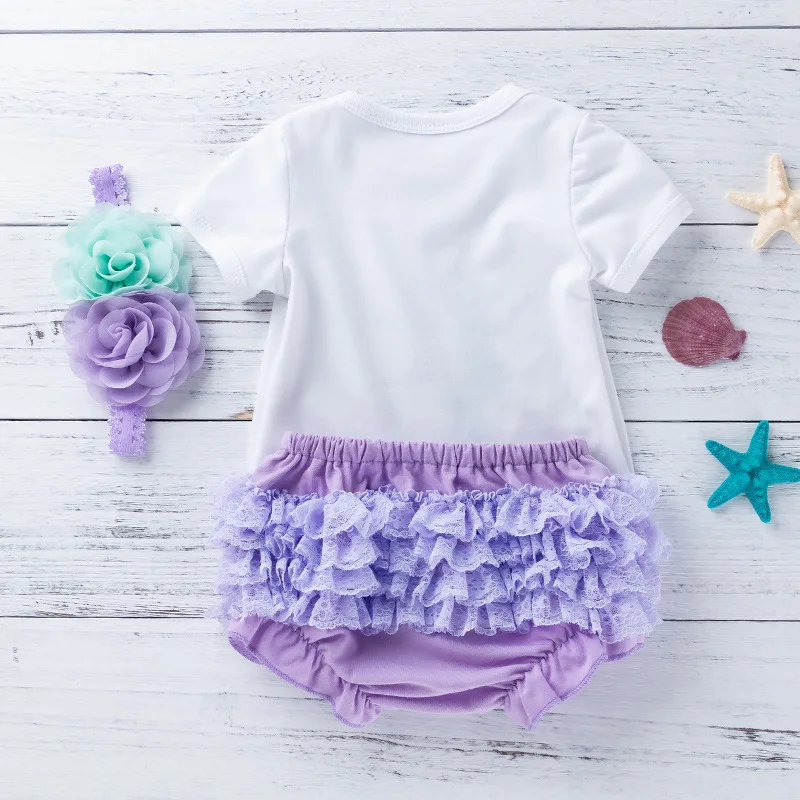 New Baby Girl Clothes 3Pcs Newborn Infant Girl 1st Birthday Clothing Set Romper+PP Shorts+Heandband Baby Set 0-24M