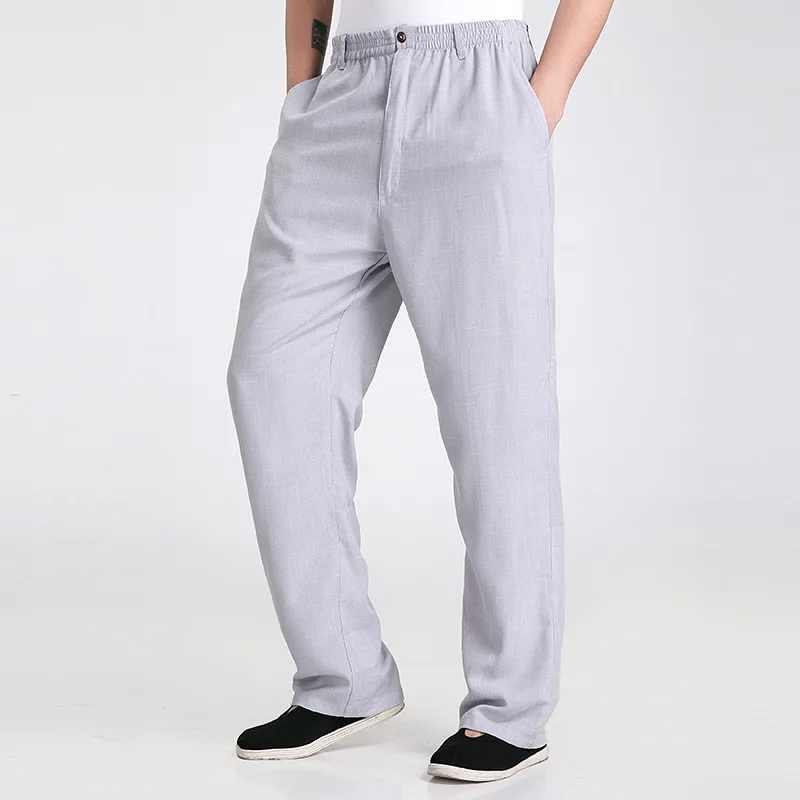 Новое поступление серые китайские мужские кунг-фу льняные хлопковые брюки одежда Размер S M L XL XXL XXXL 2350