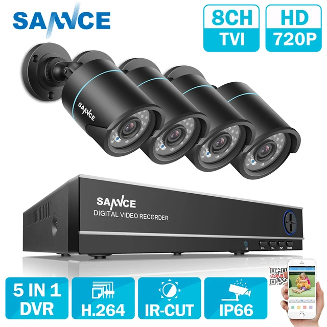 SANNCE 8CH CCTV Security System 4PCS 720P Weatherproof Night Vision IR Cut CCTV Cameras Video Surveillance Kit For RU Stock