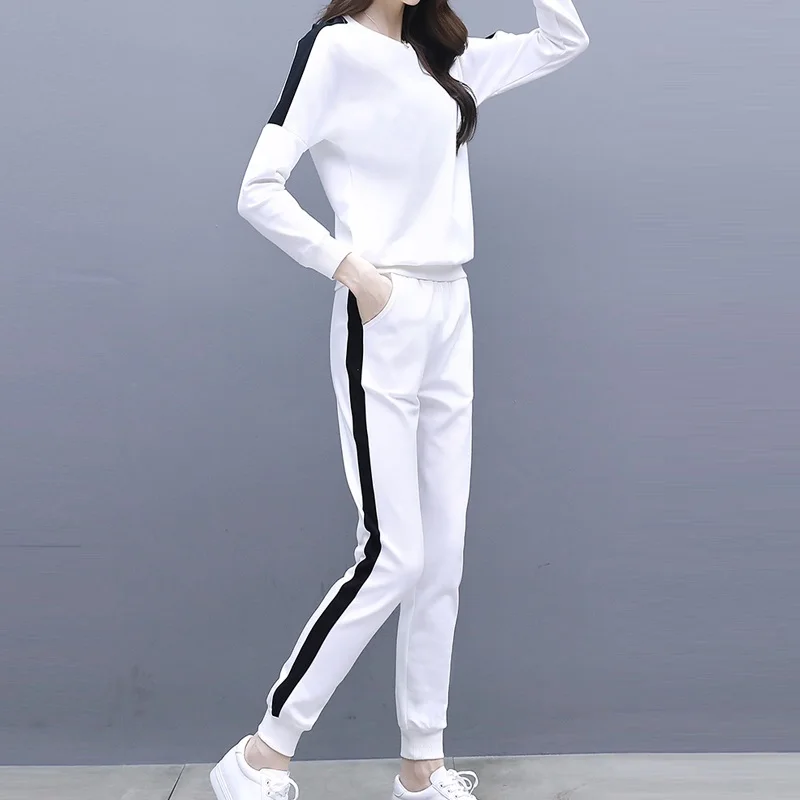 

Casual Sportwear Set Women 2018 New Autumn Winter Loose Korean Two Piece Set Women Sweater And Pencil pants TrackSuits 2PCS