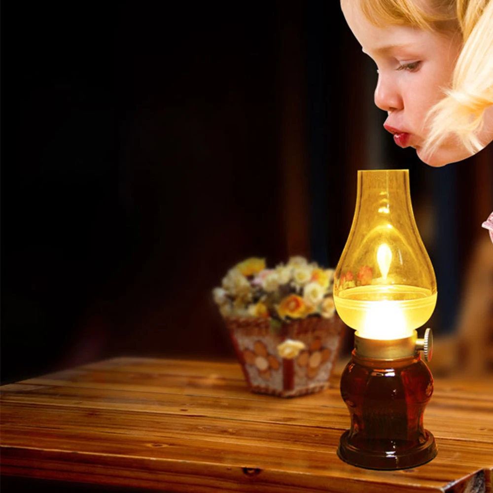 Led Desk Light Vintage Classic Lamp Blowing Control Retro Creative