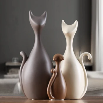 

Ceramic Figurine Set Nordic Ceramic Deer Cat Figurines Crafts Creative Home Decora Ceramic Crafts Study Room Decoration D40