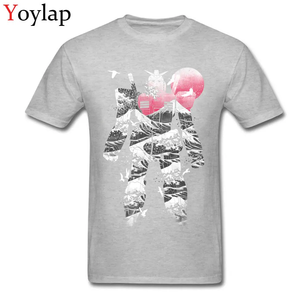 Casual Tops Tees for Men Funky Summer Fall Crew Neck 100% Cotton Short Sleeve T-Shirt Anime Wave Cool Tee-Shirt Top Quality grey