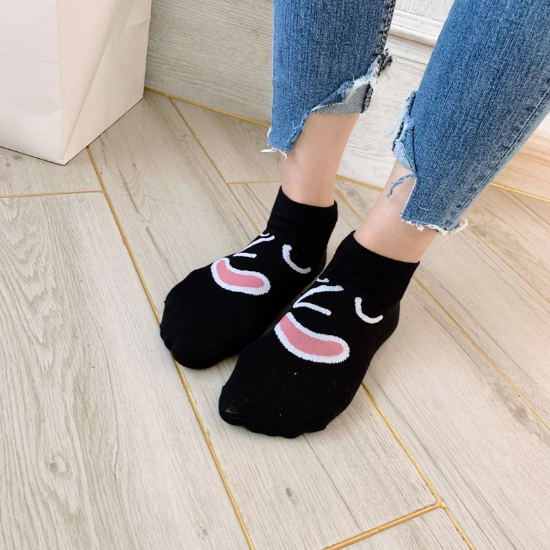 

5 Pairs/Pack Knitting Expression Women Socks Fashion Candy Color Cotton No Show Funny Socks DropShip Suppliers