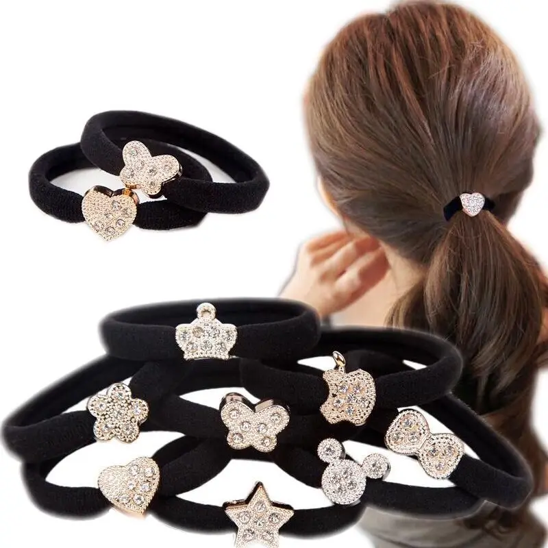 

5 PCS Girl Elastic Hair Rubber Band Rope Scrunchie Ponytail Holder Hairband Solid Hair Accessories For Women Black Headband