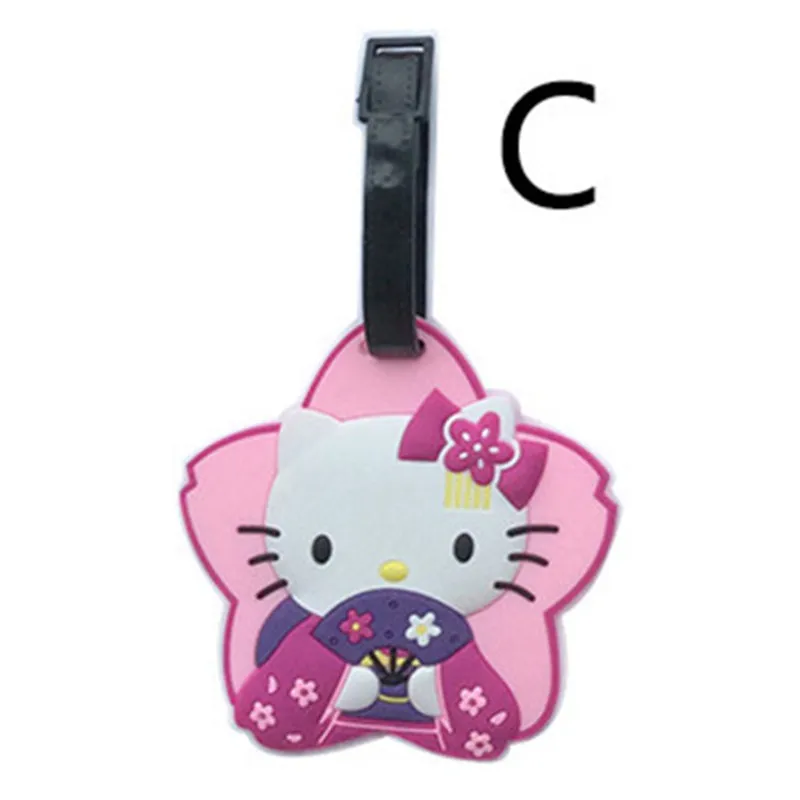 Cute ID Luggage Tags Hello Kitty Creative Cartoon Silicone Girls Suitcase/Handbag Label Tag Pink PVC Travel Accessories