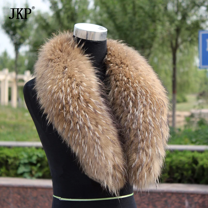 Natural Fur Collar Real raccoon fur fox collar natural Genuine Big Raccoon Jacket Fur  scarf warp shawl winter neck warmer 3