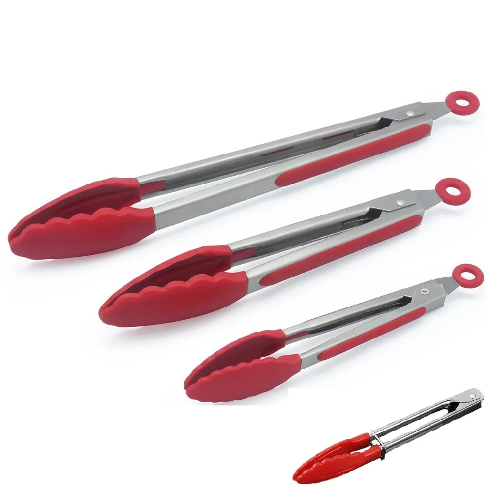 Silicone Kitchen Tongs Large Size Handle Food Grade Cooking Clip Clamp
