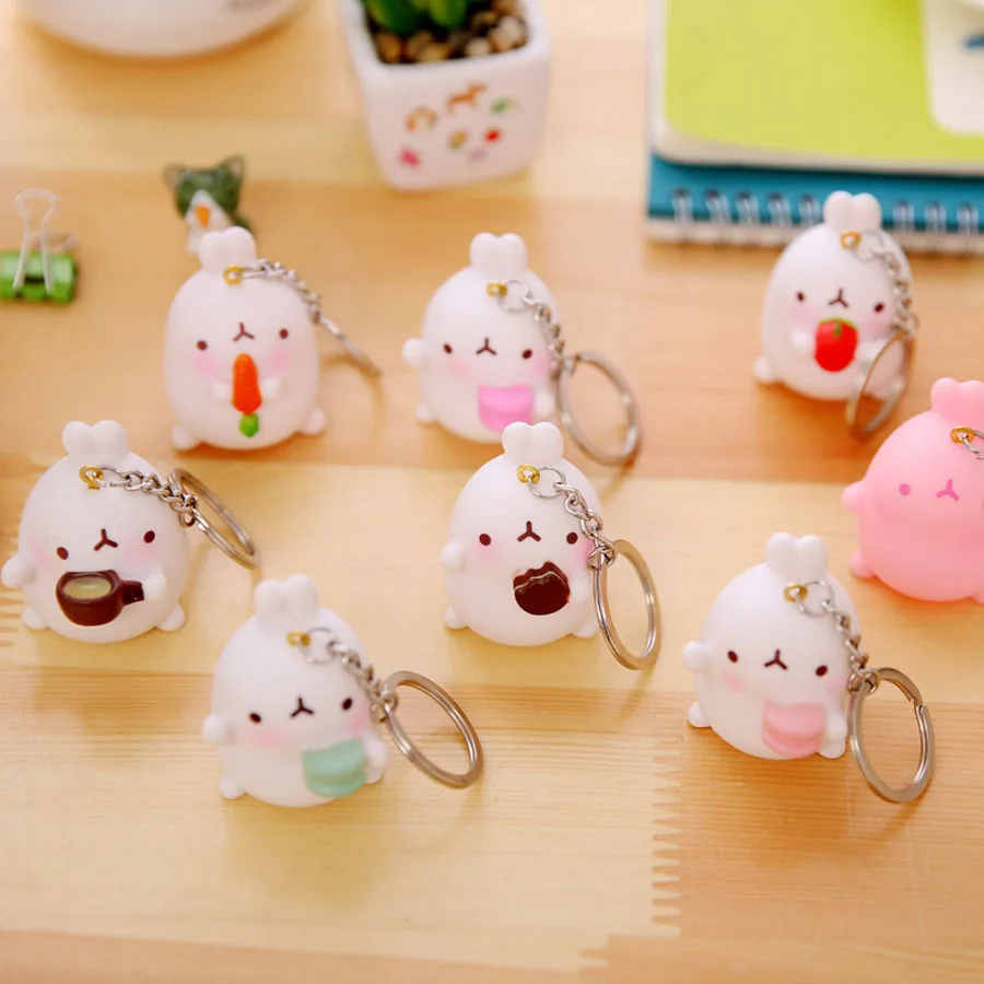 

2018 Fashion Jewelry New Korean Cartoon Cute Enamel Rabbit Keychain Key Bag Accessories Charm Anime Cat Keychain For Women Men