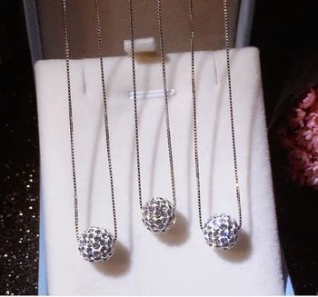 

Best Quality Shambhala Round Bead 10mm Pendant Necklace 925 Sterling Silver Woman Charm Necklace Box Chain Wedding Party Jewelry