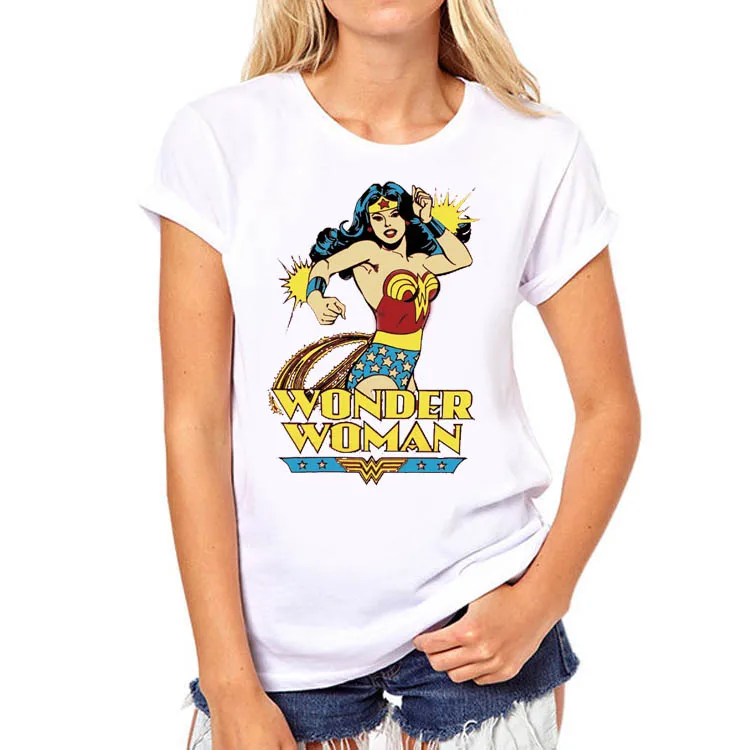 2016 Mujer Maravilla impresión Sexy camiseta moda Punk Tops impreso mujeres camiseta Camisetas femeninas mujeres Top Camisetas tamaño europeo 2016 Mujer Maravilla impresión Sexy camiseta moda Punk Tops impreso mujeres camiseta Camisetas femeninas mujeres Top Camisetas tamaño europeo