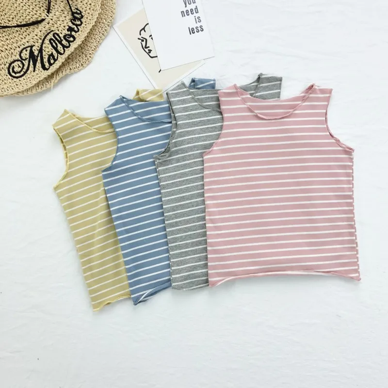 

Kids Boy Girls Underwear 100% Cotton Strap Tops Baby boys Summer Sleeveless Vest Girl Camisole Children Retro Color Undershirt