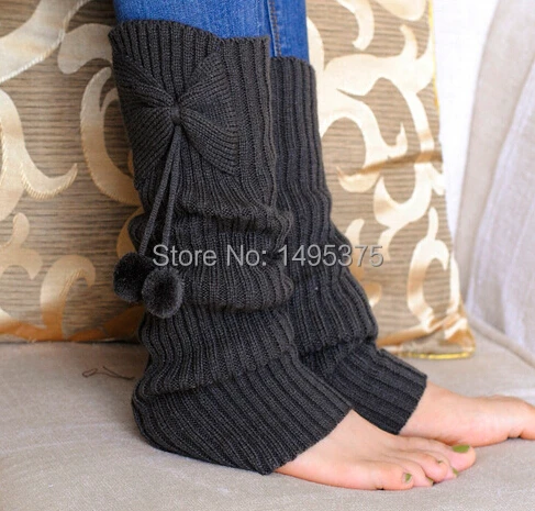 12pairs/lot women bowknot style Trim Crochet Knit Legwarmers Leg Warmers Boot Knee Sock