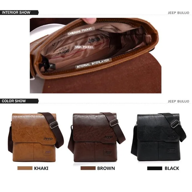 Men Tote Bags Set JEEP BULUO Famous Brand New Fashion Man Leather Messenger Bag Male Cross Body Shoulder Business Bags For Men