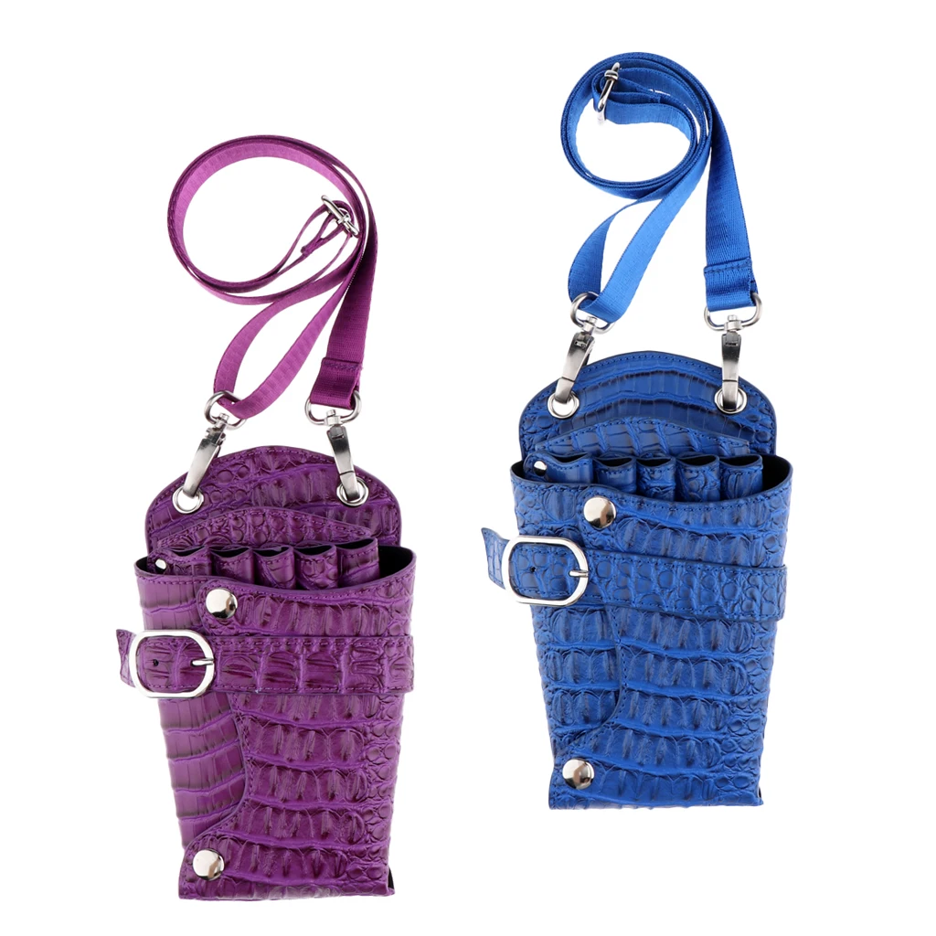 PU Hairdressing Scissors Shears Combs Cutting Tools Holster Bag Pouch with Crocodile Print