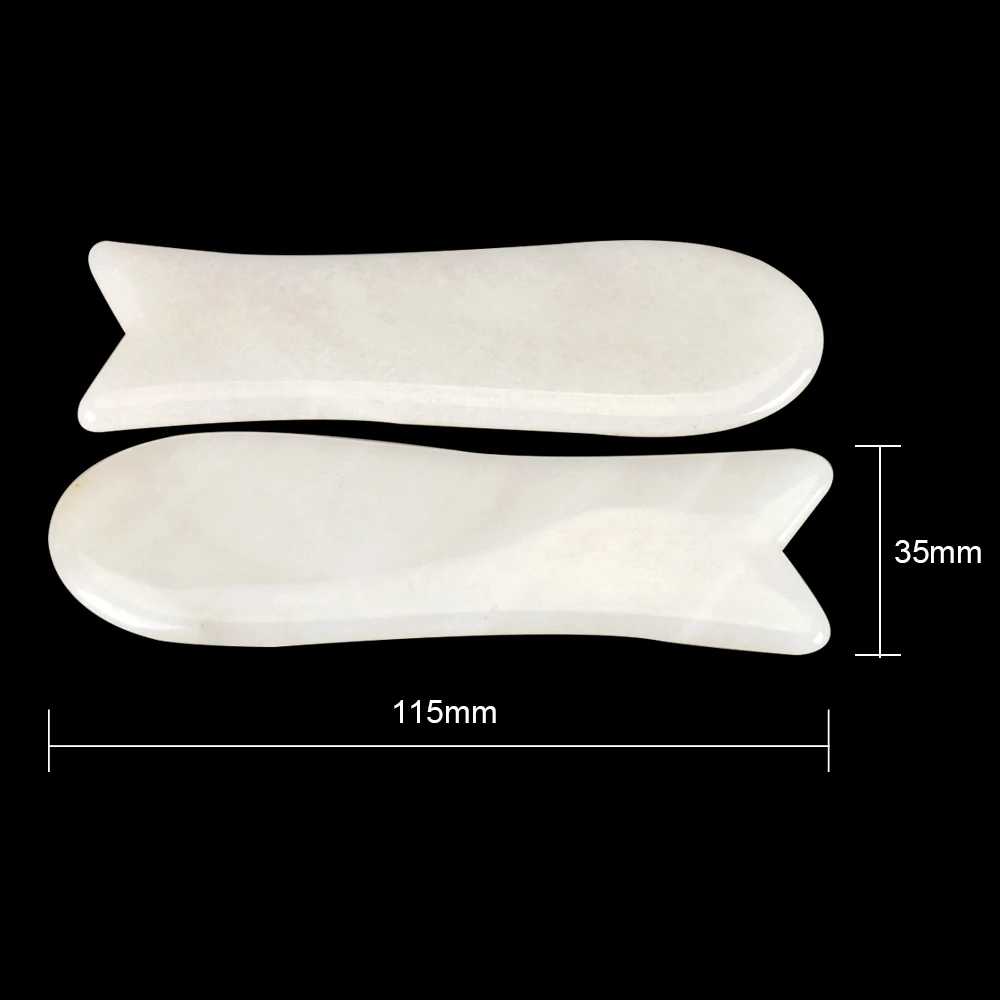 Traditional Scraper Gua sha Board Fish Shape From Natural White Jade Massager for Health Skin Care Crystal Stone Body Massage