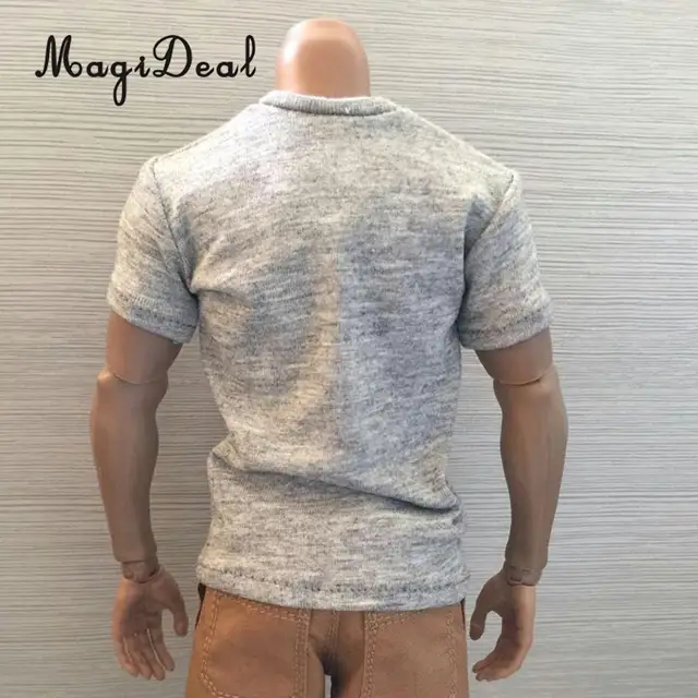 MagiDeal 1/6 Scale Cotton Mens Sleeve Loose Round Neck Short T-Shirt Top for 12 Inch Action Figures Models Doll Acce 3 Colors 3