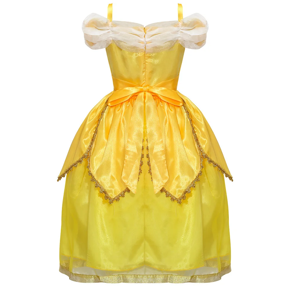 Disney Snow романтичное платье мультфильм сплошного цвета принцесса платье взрыв детское платье с блестками