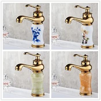 

Free Shipping Jade Stone/Ceramics Bathroom Faucet With Single Handle Bowlder Faucet Of Top Quality Brass Basin Mixer Taps