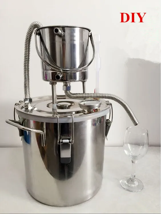 

Free shipping Stainless Steel DIY Moonshine Super Cooler 10L/20L Alcohol Distillation Wine Brandy Fermentation Hydrosol Machine