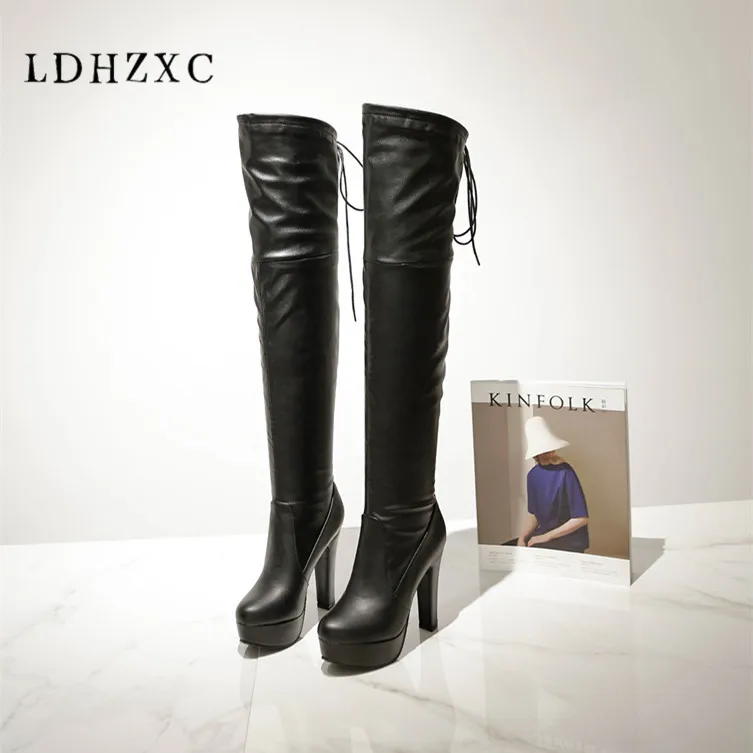 

LDHZXC Women Over The Knee High Boots Fashion All Match round Toe Winter Shoes Elegant All Match Women Boots Size 12 13