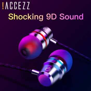 

!ACCEZZ Wired Headset In-Ear Bass Subwoofer Stereo Earphone For Xiaomi Huawei Samsung For iPhone 4 5 6s Plus With Microphone