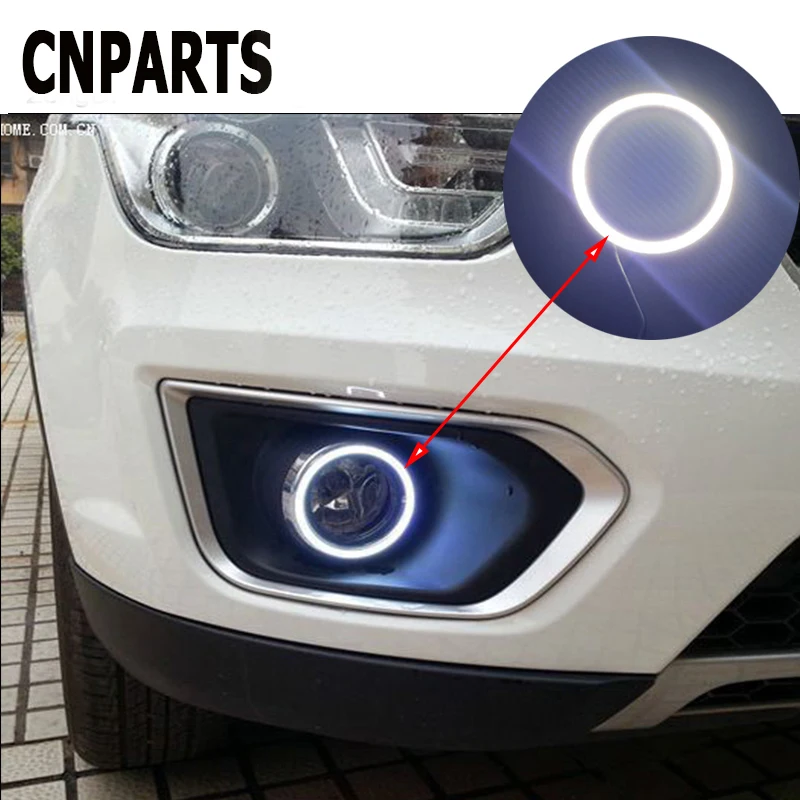 

CNPARTS Halo Ring Angel Devil Eyes Projector Headlight LED Lights For Renault Megane VW Touran Passat B6 Golf 7 T5 T4 Fiat 500