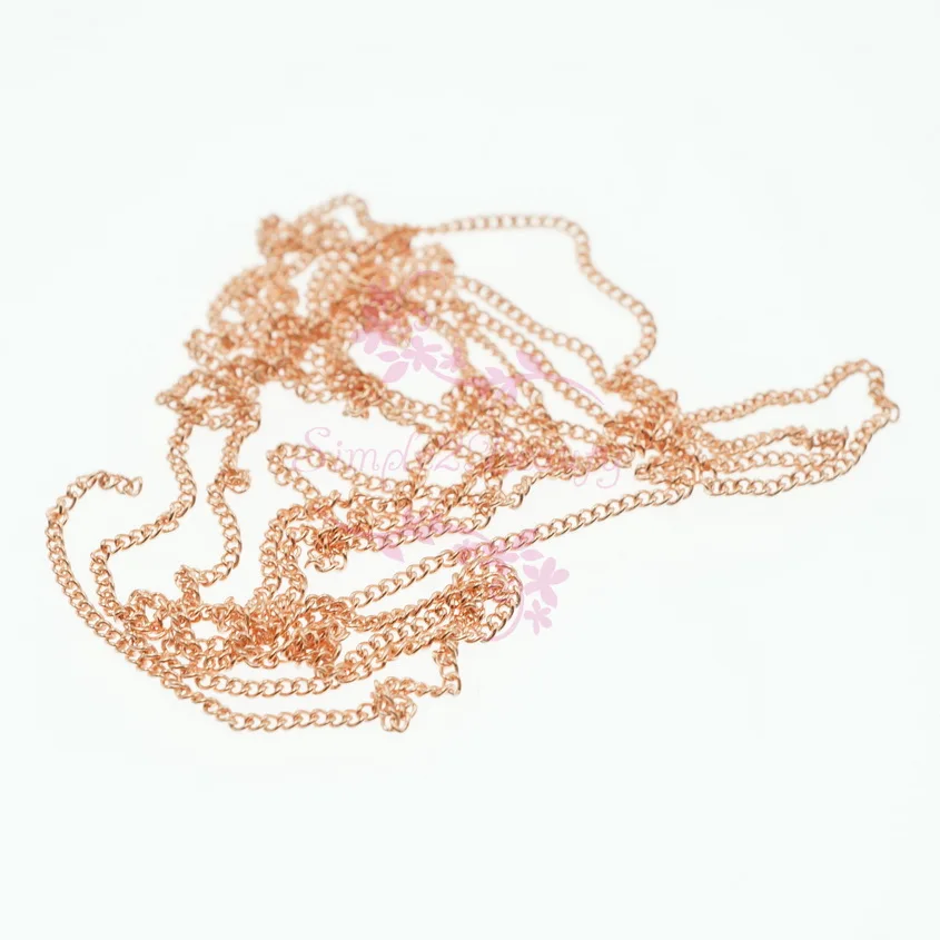 

1PCS Rose Gold 1mm Link Chain Trim Craft Metal Nail Art Manicure Scrapbooking Jewelry Phone Cover Case Garment 3D Design Decor
