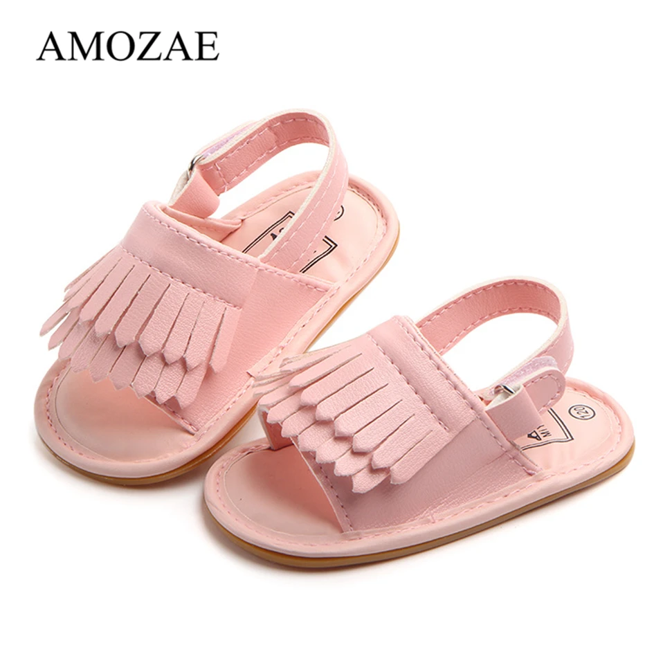 Sandalias de PU bebé, zapatos para niña recién nacida, con borla de PU, a la moda suelas de goma, sandalias para niña de 0 a 18 meses, 2023|Sandalias y zuecos| - AliExpress