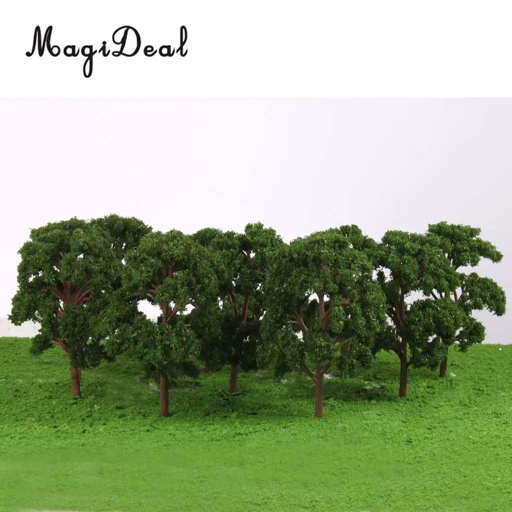10Pcs/Pack 12cm Plastic Banyan Trees Model Train Scenery for Park Garden Forest Scene Scenery Children Toys Scale 1:75 Green