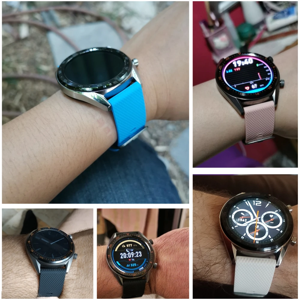 22 мм ремешок для часов Huawei watch gt Samsung Galaxy часы 46 Gear S3 frontier band Amazfit bip силиконовый