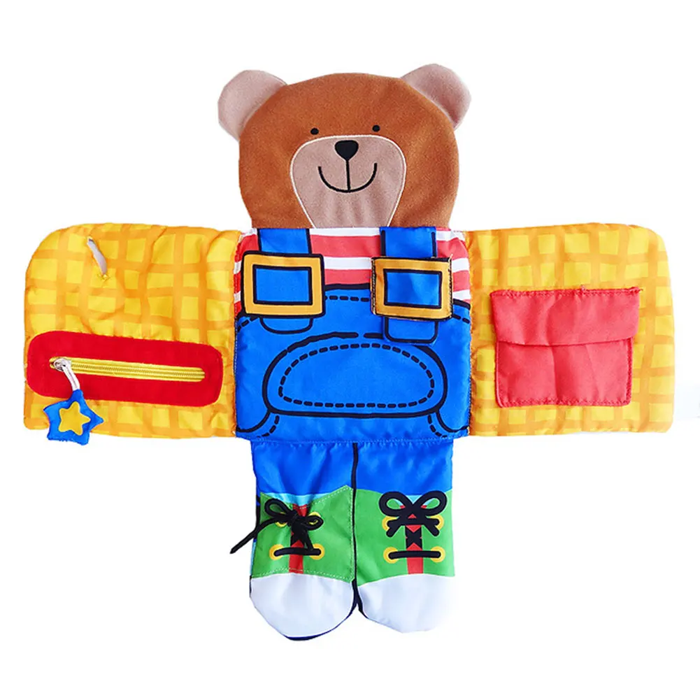 teddy bear with zippers and buttons