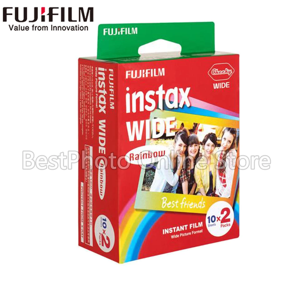 20/10 листов Fujifilm Fuji Instax Wide Film Плёнки радужной расцветки для цифровой фотокамеры Fuji Фотоаппарат моментальной печати 300/200/210/100/500AF polaroid фотобумага