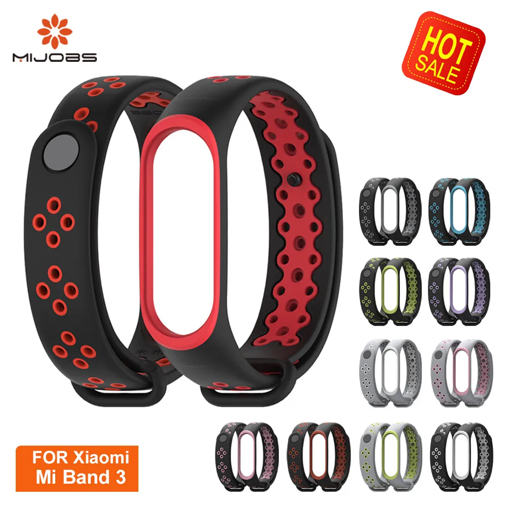 Mijobs Sport Mi Band 3 Strap Silicone Bracelet for Xiaomi Mi Band 3 Wrist Strap for Xiaomi Mi Band 3 correa Smart Watch Bracelet