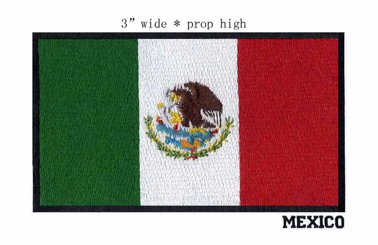 

3" wide Mexico embroidery flag patch free shipping for lucky candy colors/band patches/a flying eagle