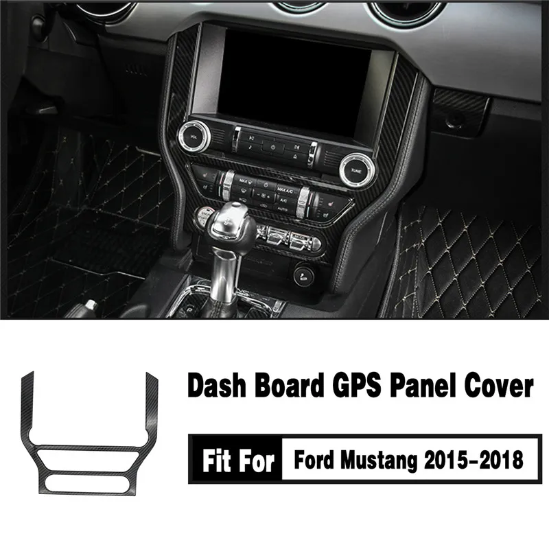 For Ford Mustang Dash Board GPS Panel Cover Trim Decorative Frame For Mustang 2015 - 2018 Carbon Black (5)