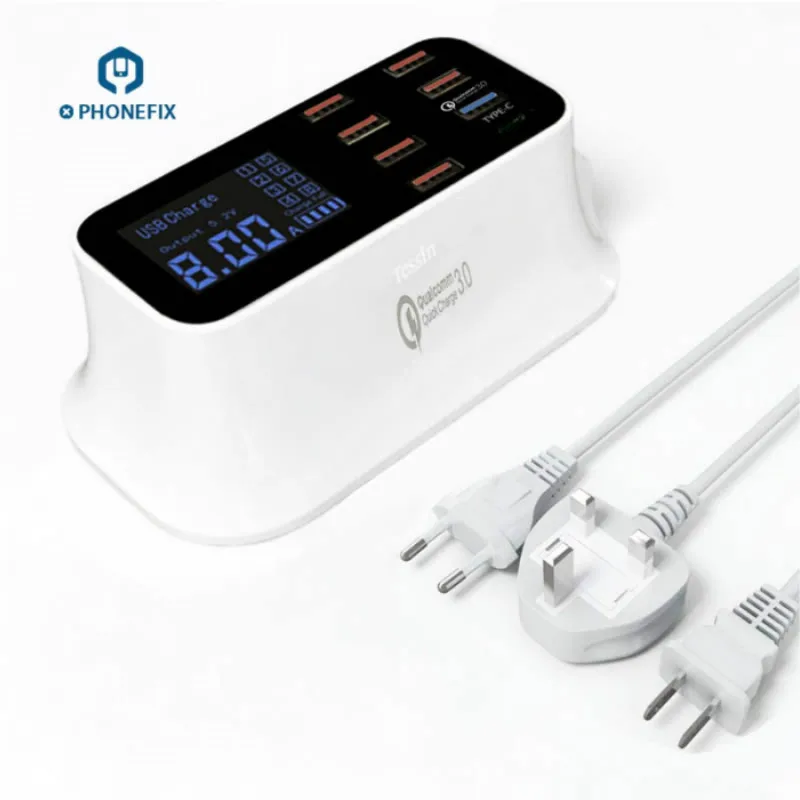 

8 Ports 3.0 Type-C USB Charger Hub USB Quick Charging Station For iPhone iPad Samsung Huawei USB Charging Station LED display