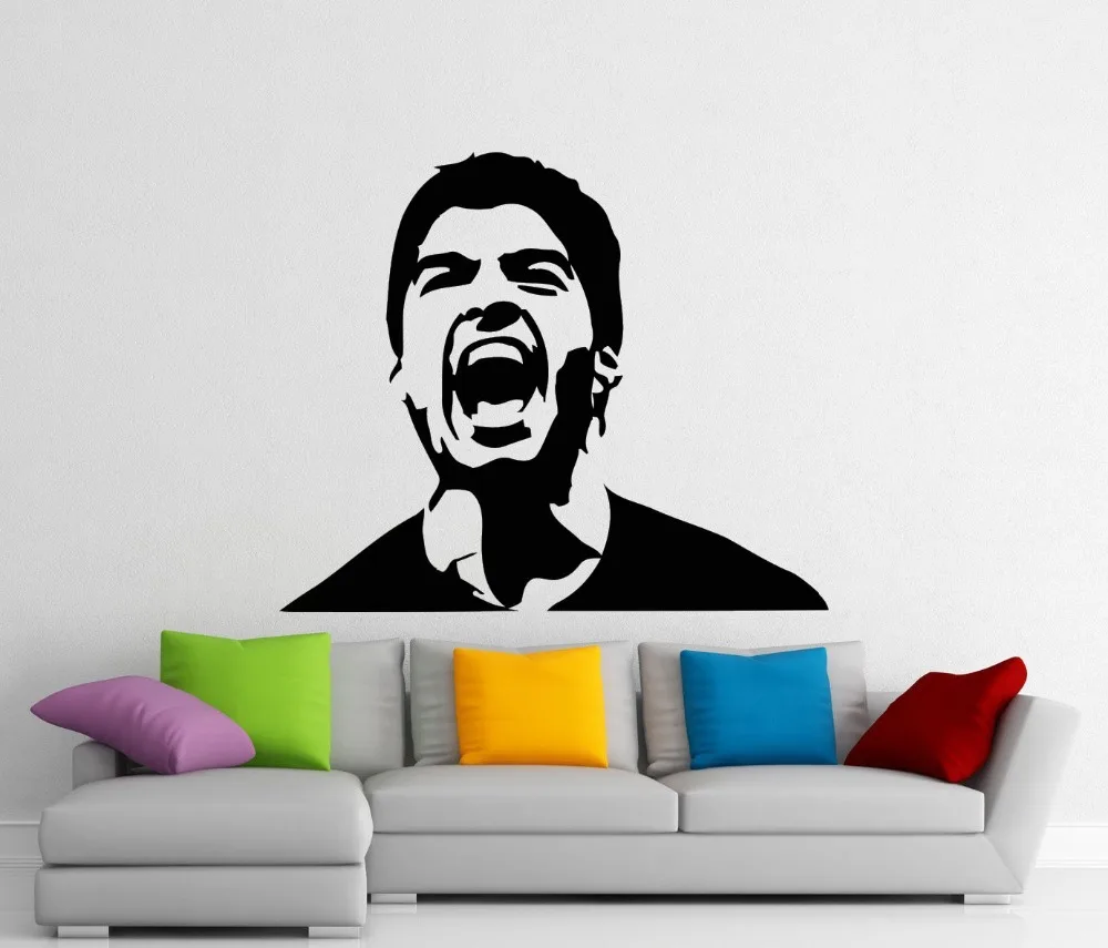 

Wall Decal Luis Suarez Football Player Star Bedroom Living Room Decal Wall Art Sticker Removable Fashion Interior Decor WW-36